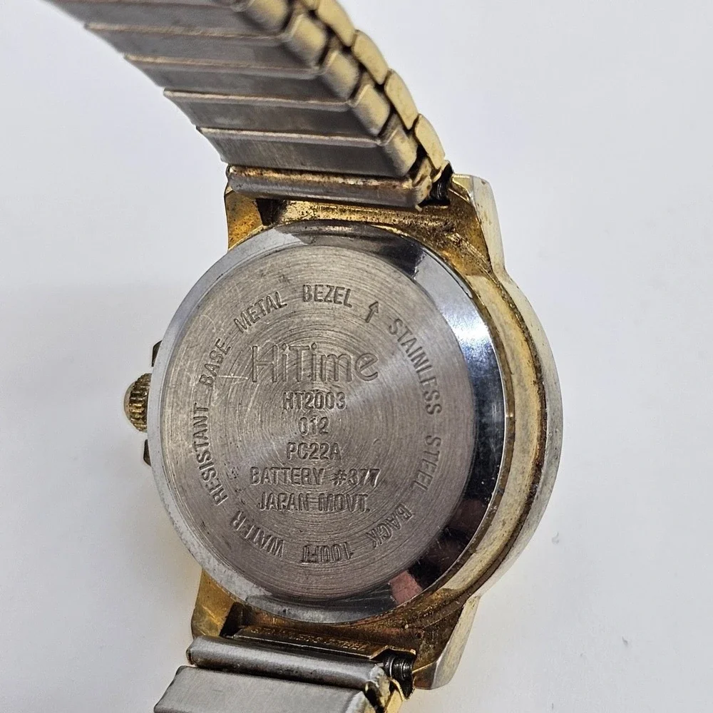 24MM Women's‎ Watch Gray Dial Gold Case Expandable Band Date 5.75